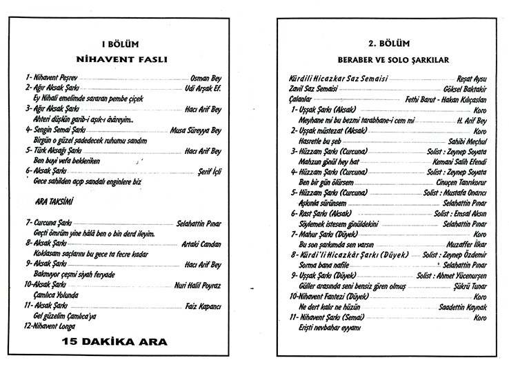 Nihâvend Fasıl Beraber ve Solo Eserler